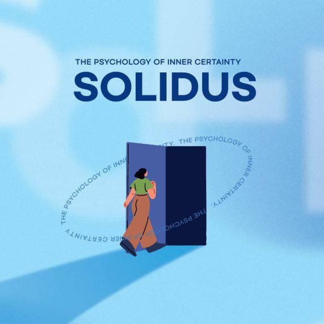 SOLIDUS, 내면의 확신을 주제로 한 파란색 강연 포스터